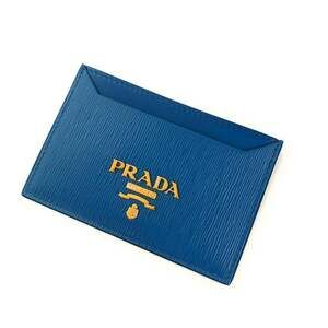 Prada Vitello Move Cobalt Blue Leather Small Card Case